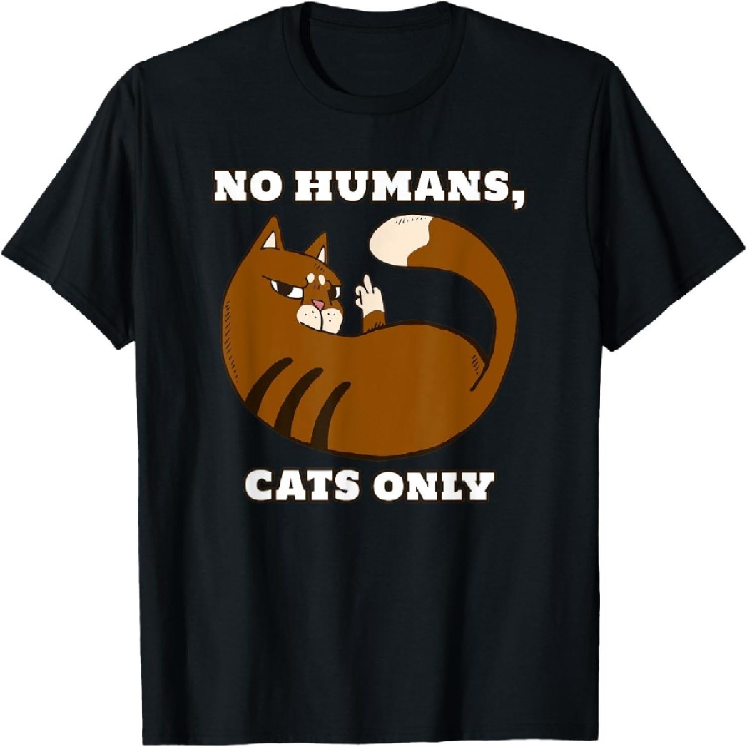 Sarcasm Lazy Cat Middle Finger No Humans, Cats only T-Shirt S