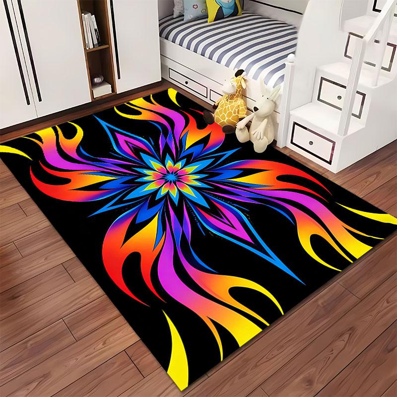 Colorful Flame Mandala Design suitable as a non-slip mat for the living room or bedroom sofa