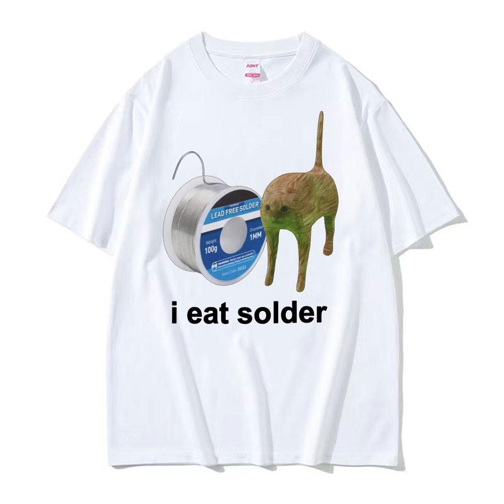 I Eat Solder To Curse An Interesting Cat Meme T-shirt for Men and Women, Fashionable and Casual Printed 100% Pure Cotton T-shirt