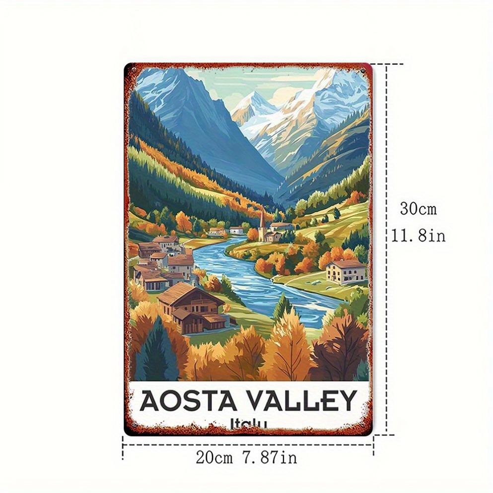 Двумерный плоский винтажный металлический декор для стены  Итальянские Альпы    Долина Оссола   Рустик Горное Искусство для ДомаБара Прочный Железный Идеальный Подарок 20x30cm