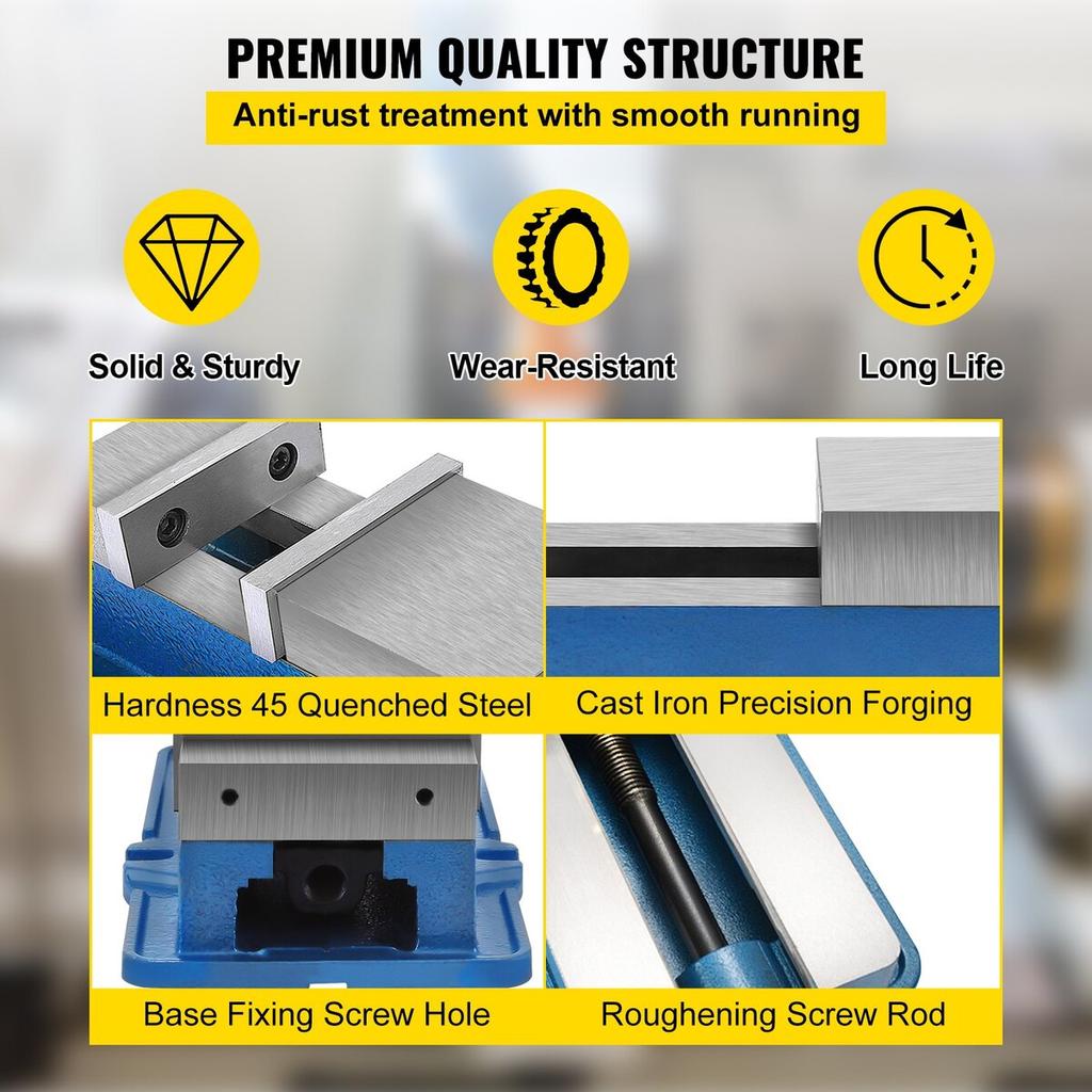 6 Inch Powerful Precise Clamping Vice, 59.4lbs Vice Machine Vice Precision Vice Accessory Set, 1-3/4Inch Jaw Precise Clamping Lock Table Vice