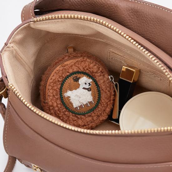 Mini Round Coin Purse Plush Small Pouch Cute Zipper Pouch Compact Change Purse