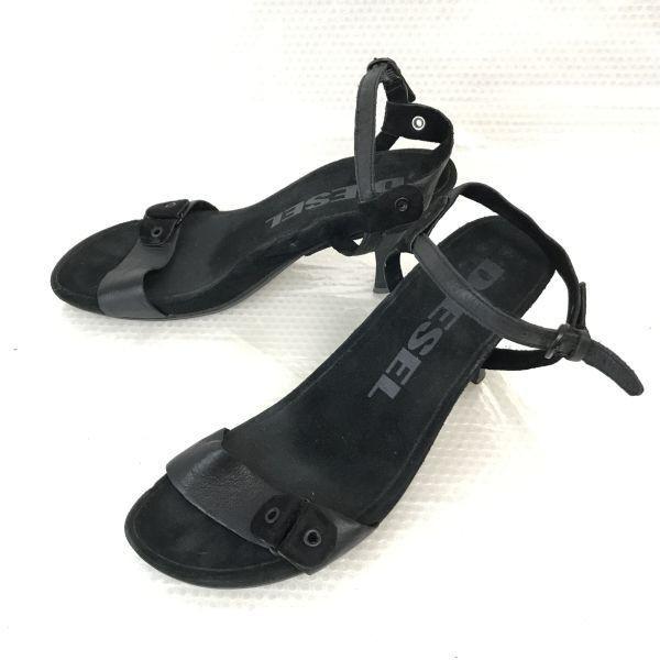 Excellent Condition DIESEL Ankle Strap Sandals 235-245 Black PumpsSandal 8638₽