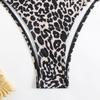 2025 European & American Leopard Print Push-up Color Block Bikini