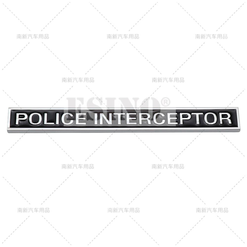 Car Styling 3D Police Interceptor Utility Metal Alloy Adhesive Emblem Rear Trunk Badge Fender Sticker Body Decal for Ford Dodge