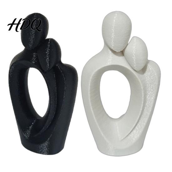 Smooth Curved Lines Sculpture 3D Printed One Heart Couple Statue Abstract Hugging Lovers Figurine with Stable Base Minimalist Modern Romantic