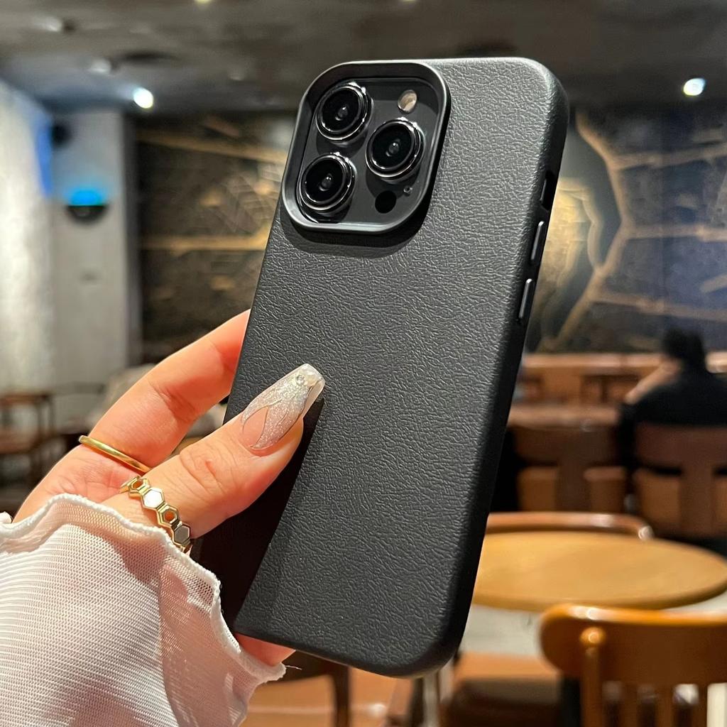 Luxury Silicone Litchi Lines Leather Phone Case For iPhone 17 Air 16 e 15 14 13 12 11 Pro Max Plus Mini SE Soft Shockproof Cover