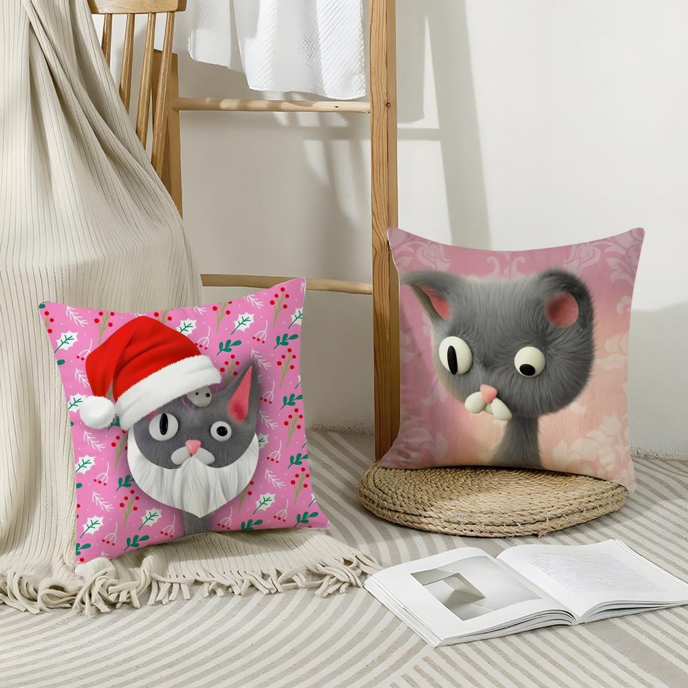 Character N‑Noodle and Bun Cushion Cover Breathable Linen Pillowcase Summer Odorless Eco-Friendly Invisible Zipper Washable