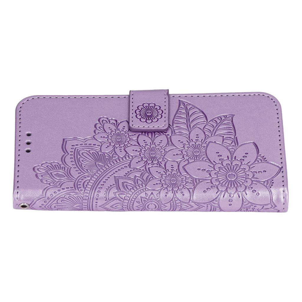 Phone Wallet Case With Card Slot Stand PU Lther Flower EmNaBossed  ive   Cover for   13