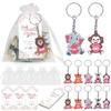 Baby Shower Keychains with Organza Bags Thank You Tages Jungle Animals Keychains Zoos Animal Keychains Keyrings Gifts