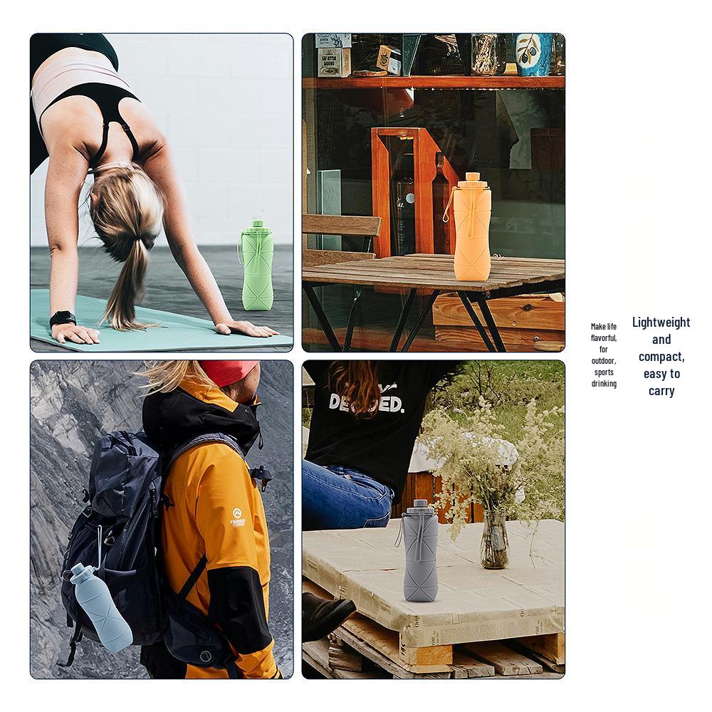 Thickened Silicone Collapsible Water Bottle for Outdoor Sports, Portable, Foldable, and Retractable Design