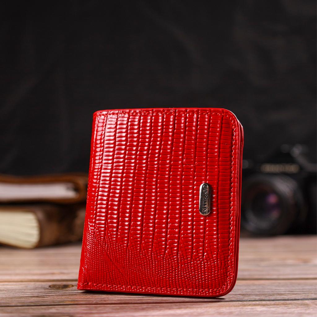 Small Size Lacquered Women's Wallet Made of Natural Textured Leather CANPELLINI 21800 Red