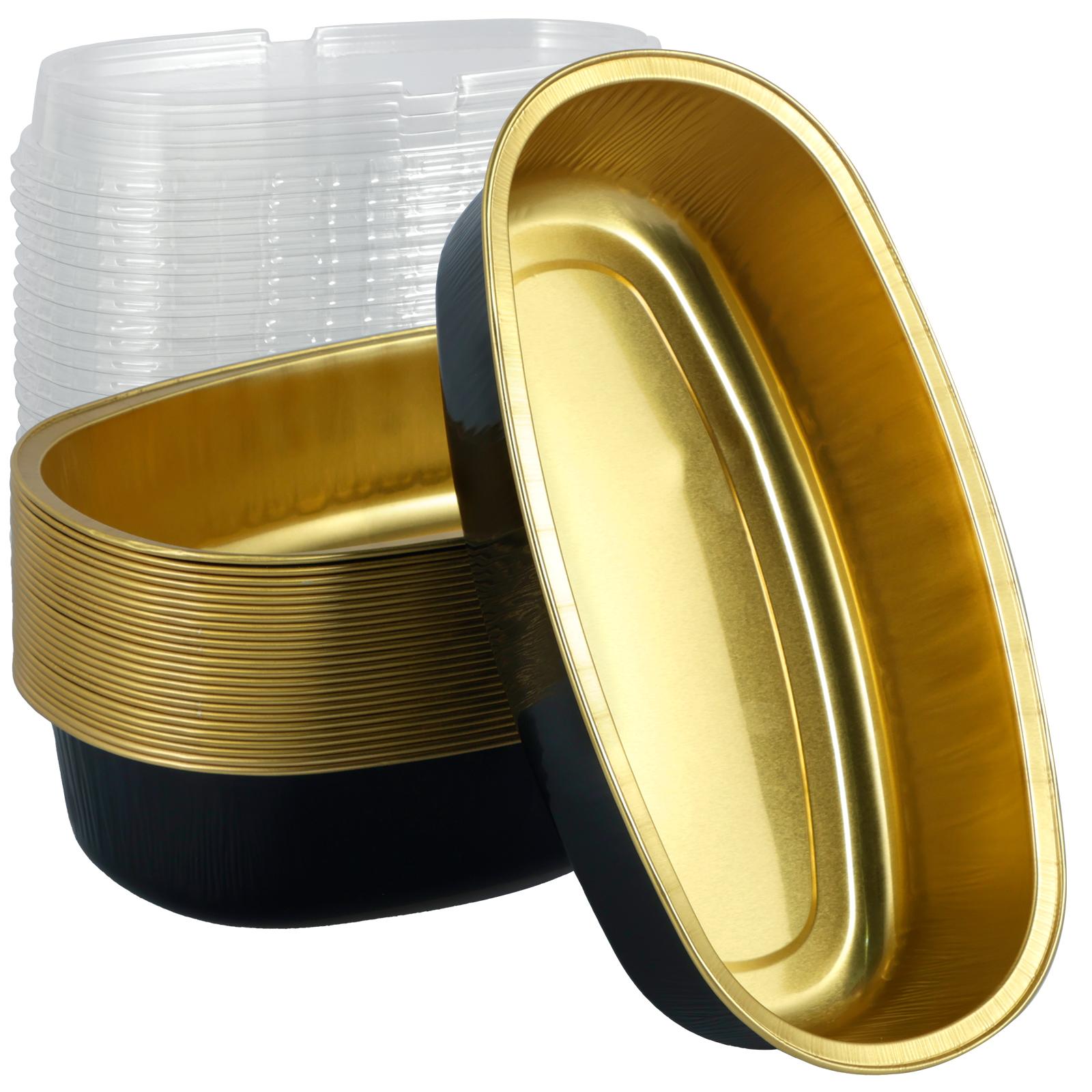 

25/50Pcs Mini Loaf Baking Pans with Lids 350ml Aluminum Foil Cake Container Baking Box Cake Pans Bread Mold Heat Resistant Oval