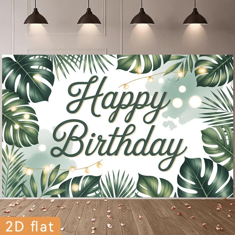 2D Flat Surface Green Tropical Leaves Birthday Celebration Background Fabric Suitable for Party Decoration Polyester Fiber