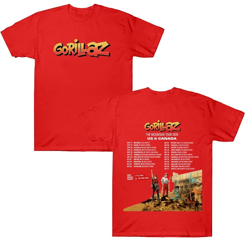 

Unisex Women Aesthetic Graphic Streetwear Gorillazs TheMountain Tour 2026 T Shirts Rock Music Y2k Clothes Tee Shirt Cotton T-Shirts 4XL