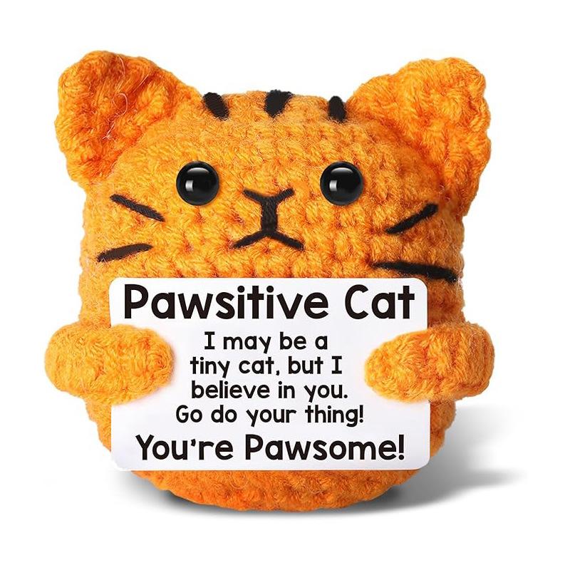 Emotional Support Crochet Animal Positive Knitted Doll Bookshelf Decor Positive Gifts Crochet Toys Handmade Knitted Animal