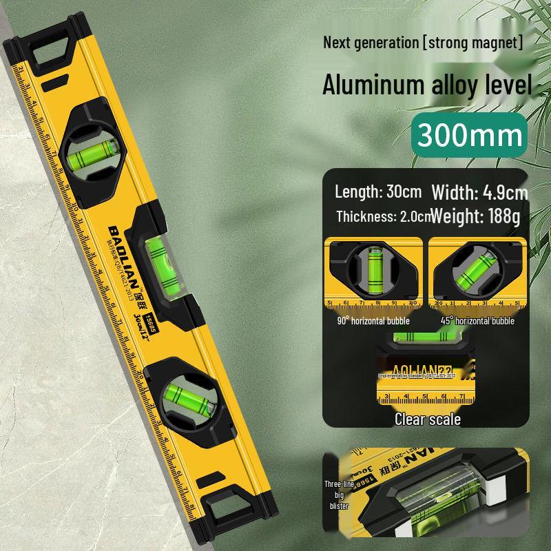 High Precision Magnetic Aluminum Bubble Level - Drop-Proof Household Tool