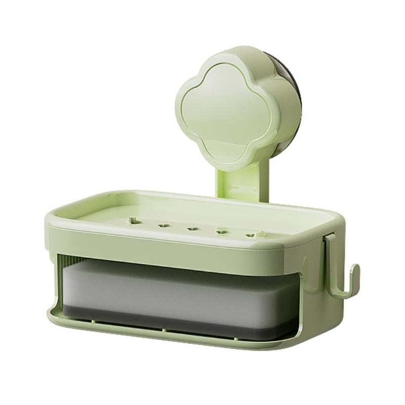 Soap Dish Soap Holder for Shower Single/Double Layer Wall Mounted Soap Rack No Drilling Self Draining for Bathroom