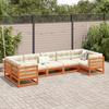 7 Piece Garden Sofa Set with Cushions Wax Brown Pine Wood