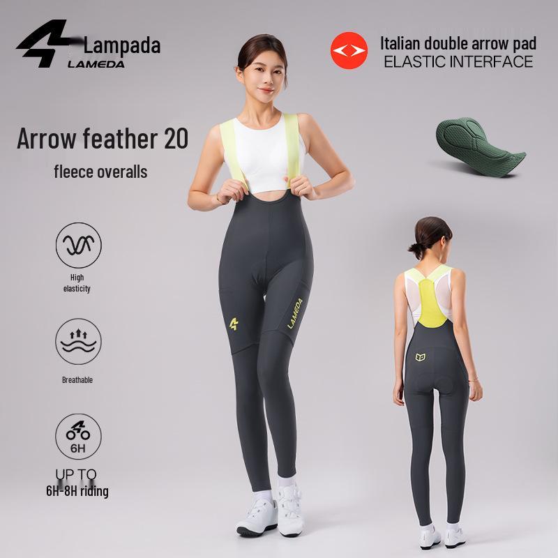 Pantaloni da Ciclismo Lampaida Arrow 20 Double Arrow Unisex con Bretelle, Tasche e Assorbimento degli Urti per Autunno/Inverno