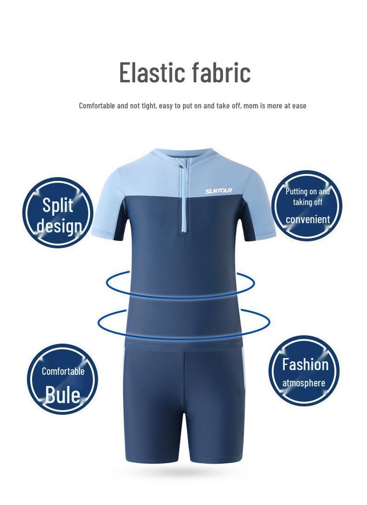 Boys' Quick-Dry Sun Protection Swimwear - Split Style for Older Kids and Teens