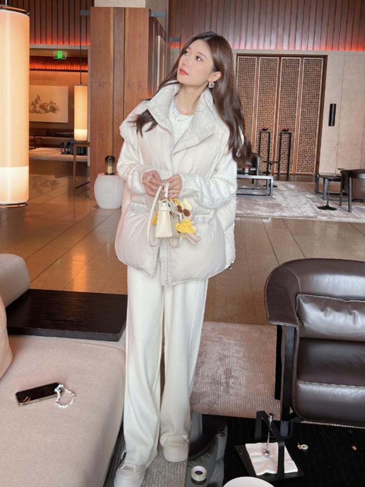 Winter 2024 new casual down jacket vest women's loose 90 white duck down stand-up collar bread jacket vest jacket