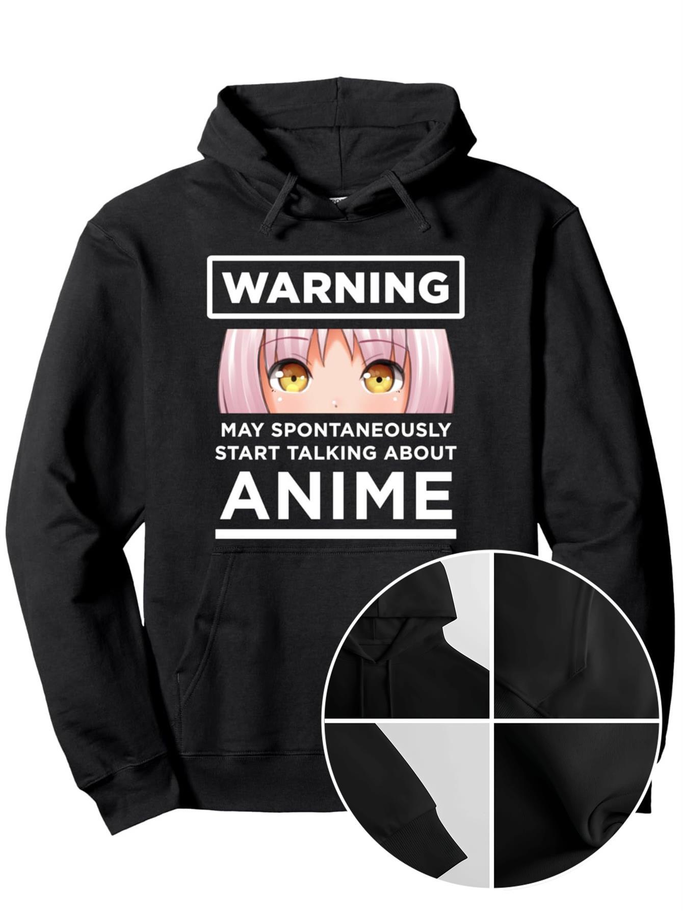 

Anime Warning Graphic Hoodie Casual Anime Fan Apparel Pop Culture Clothing Bold Print Design Cozy Sweatshirt Pop Culture Fans 3XL