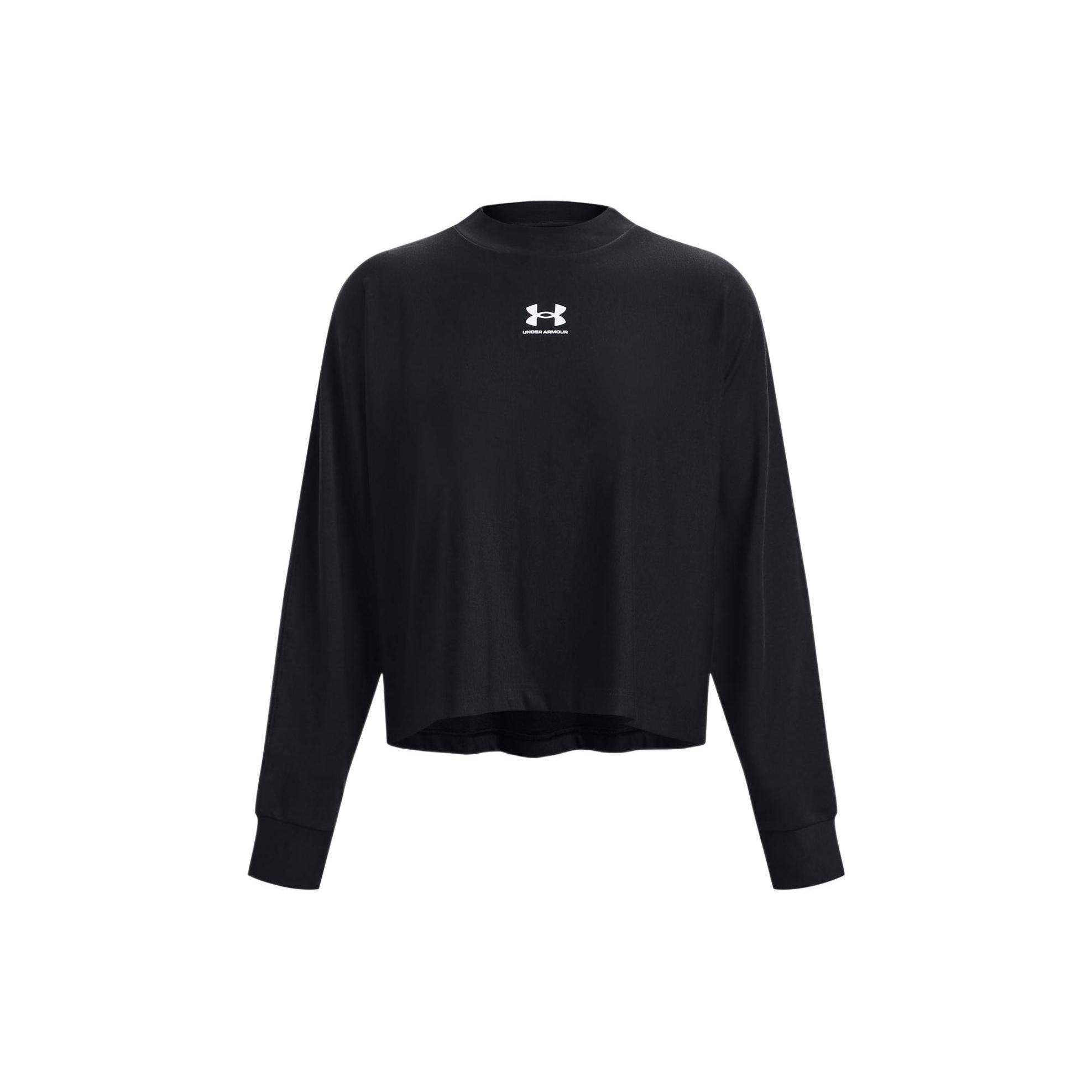 (WMNS) Under Armour Logo Rival Terry Oversized Crew Black Women s 1376995-001 S
