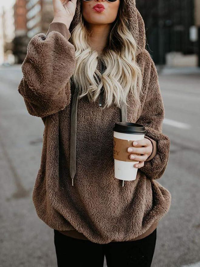 2026 European Cross-Border Autumn/Winter Plush Women's Hooded Fleece Sweatshirt Jacket
