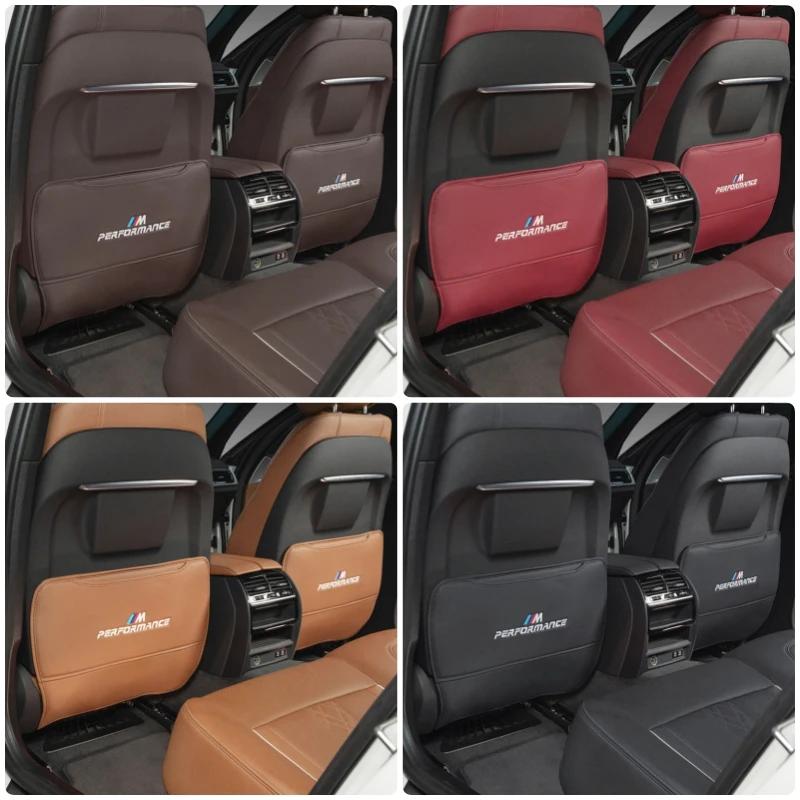 FHJX4 Hot For BMW Car Seat Backrest Anti Kick Protection Pad Leather Anti Scratch Cover For BMW E46 E90 E60 F30 F10 E39 i3 i4 X1 X2 X3