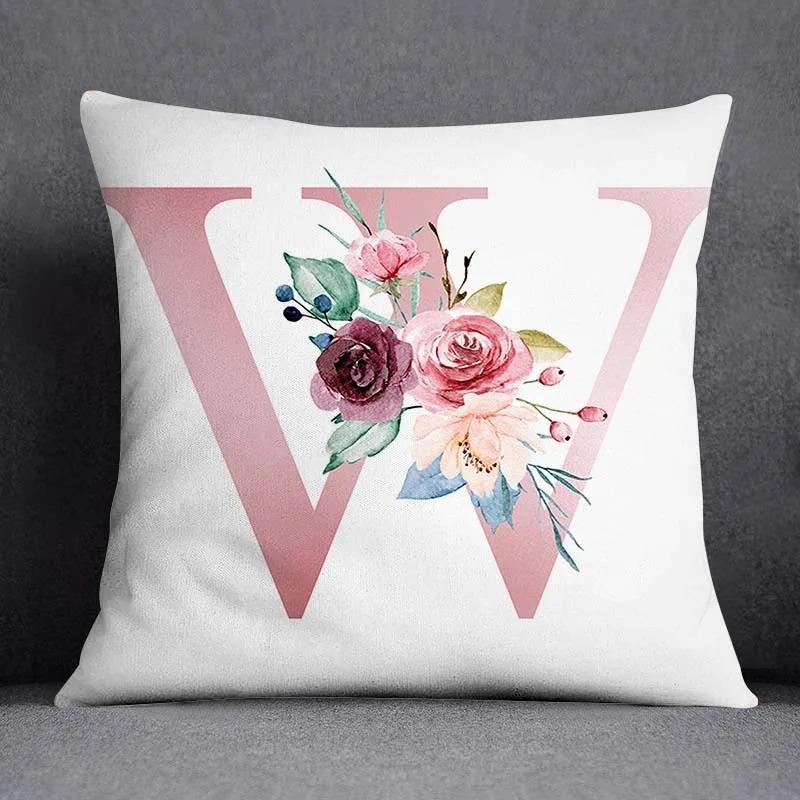 Office Living Room Home Pillowcase Simple Flower Letter Pattern Pillowcase Car Ornaments