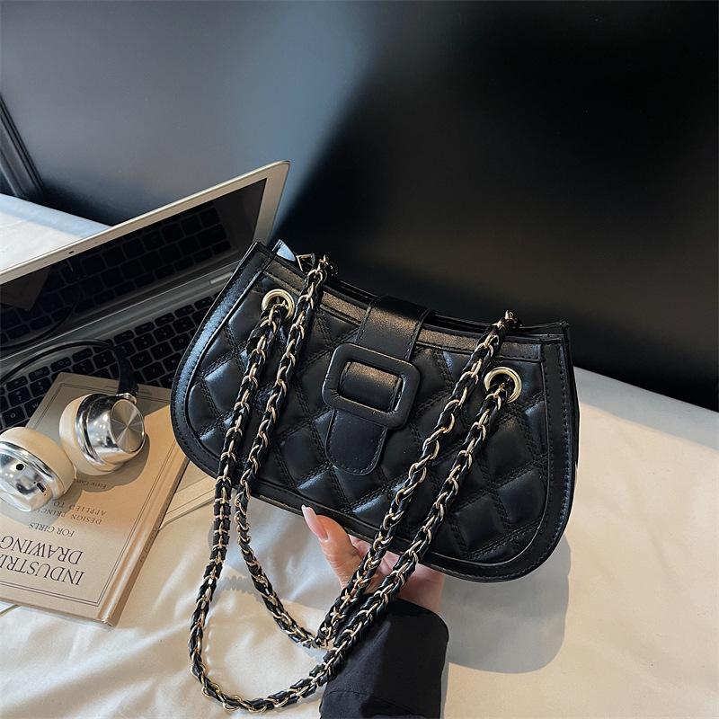 Spring Bag Women's New Fashion Chain Rhombus Embroidery Thread Messenger Bag Versatile Shoulder Women's Bag
