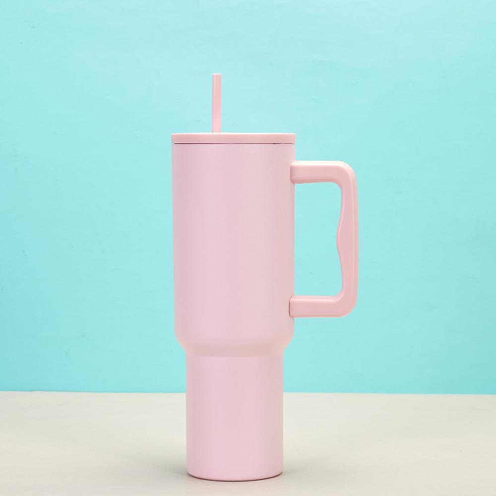 40 oz Becher mit Griff und Strohhalm, Thermos-Wasserflasche aus Edelstahl mit freundlicher Reise-Kaffeetasse für heißes/kaltes Wasser