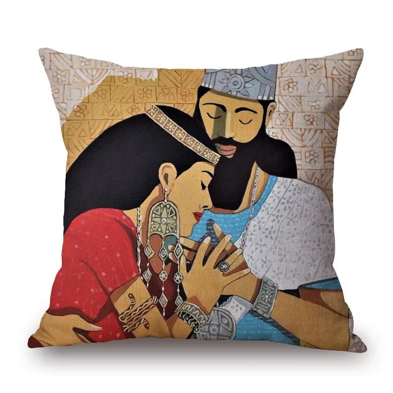 Assyrische Schönheit Kissenbezüge Golden Palace Girl Love Portrait Dekorative Kissen für Sofa 45X45cm Kissenbezug