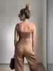 2024 Summer Women's Solid Color Square Neck Camisole and High Waist Wide Leg Pants Two-Piece Set