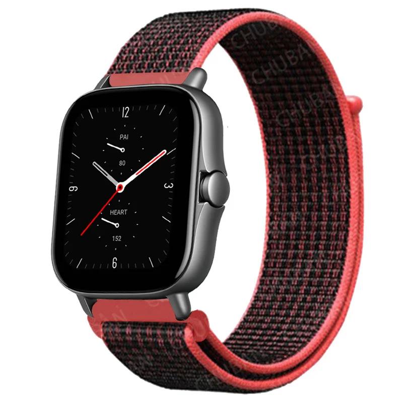 20mm/22mm Nylon Loop watch band For Amazfit GTS/4/2e/3/GTS2 Mini/GTR 4/3 pro/47mm/GTR2/2e/stratos Bracelet Amazfit bip-u strap