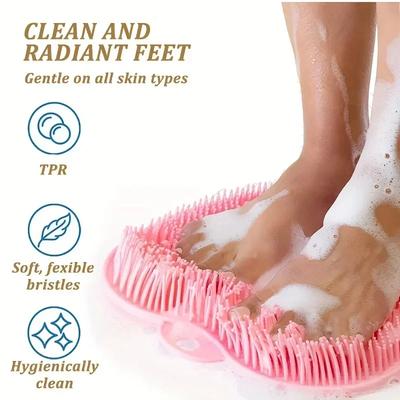Silicone Rub Back Brush Bathroom Non-slip Wash Foot Pad Massage Shower Mat with Sucker Bath Massage Foot Exfoliating Brush Pad