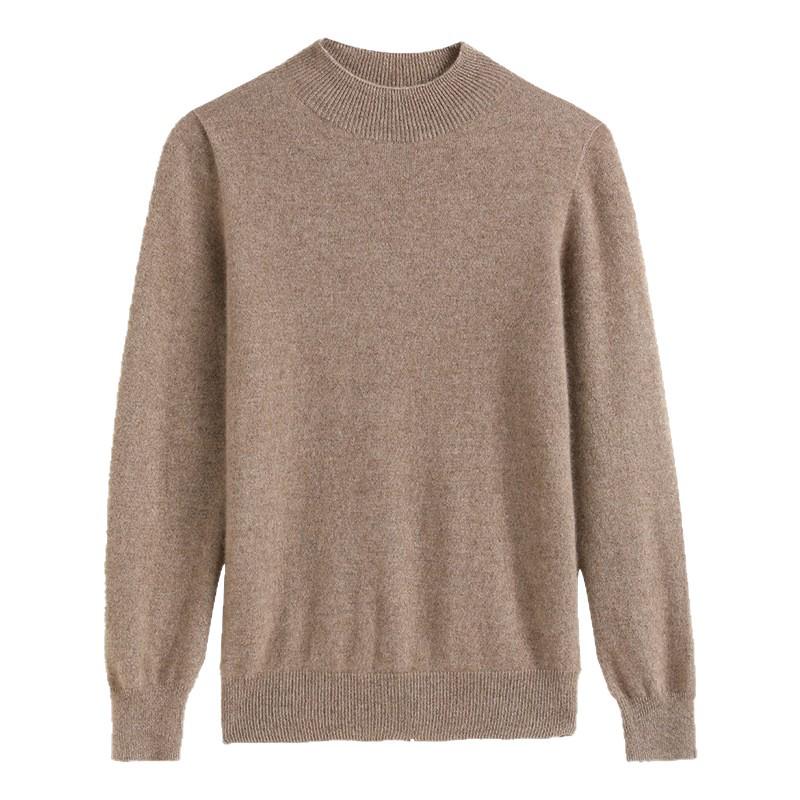 Women's Pure Cashmere Semi-High Neck Sweater - Autumn/Winter High-Quality Knit Base Layer