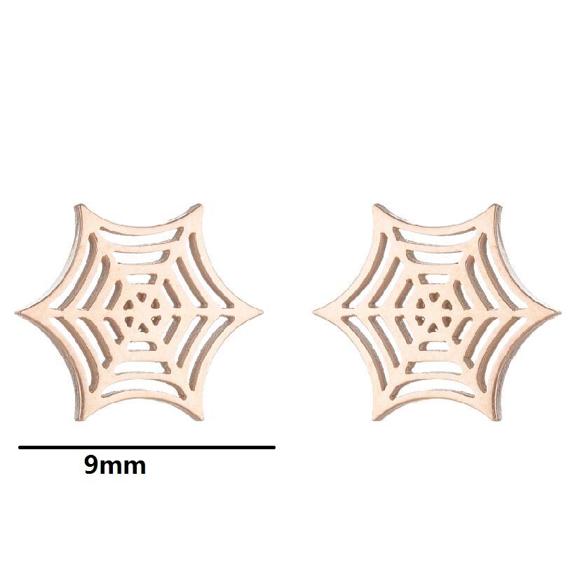 Cartoon Spider And Web Stainless Steel Stud Earrings For Women Punk Black Animal Bat Piercing Earings Halloween Party Gifts
