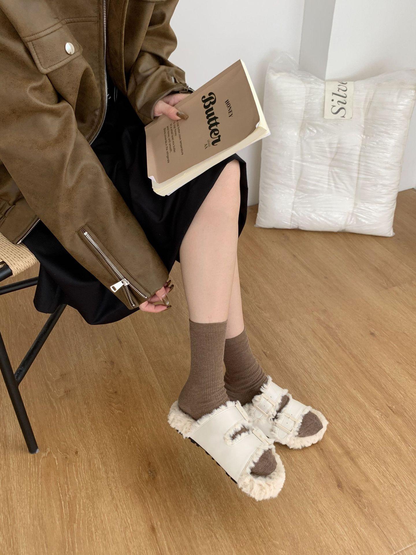 

Bulag 2865 woolen outer wear 2025 new autumn and winter single shoes women s fashion versatile thermal cotton slippers 39