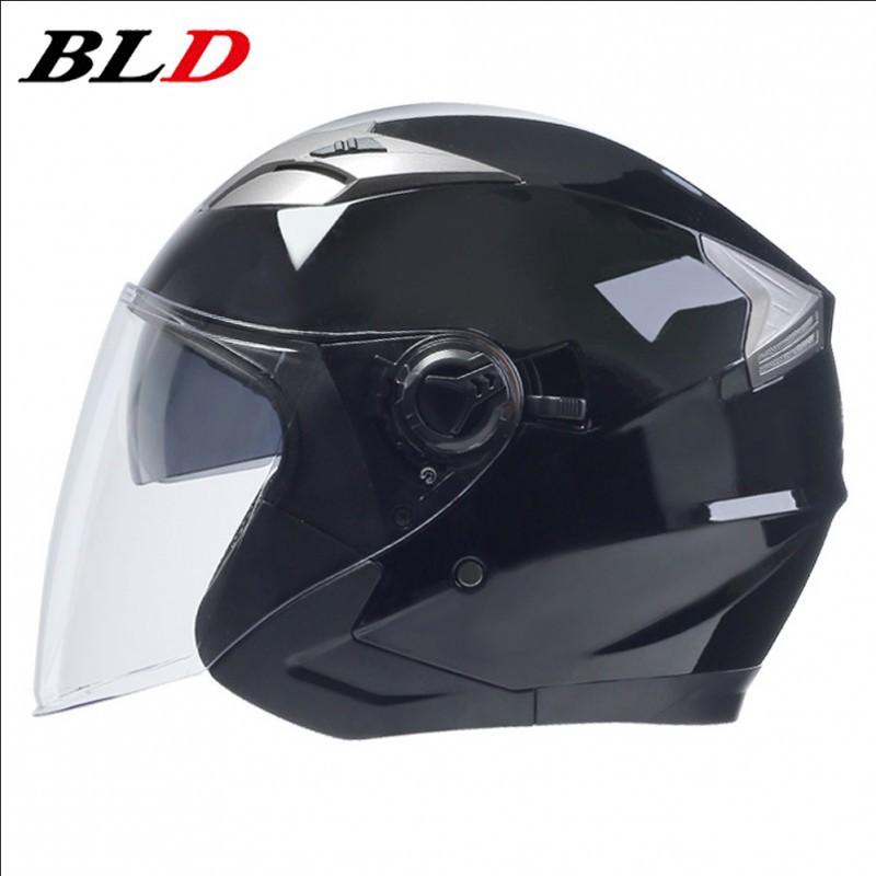 BLD Bailide Motorcycle Helmet Men Women s Four Seasons Universal Dual Lenses Retro Riding 3/4 L(59-60)