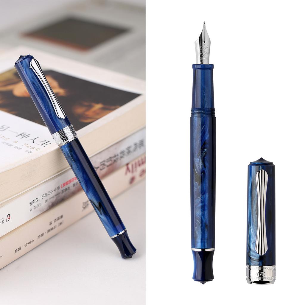 PENBBS 470 Vacuum Filling Fountain Pen Blade/Round Nib Pen Large Capacity Transparent Acrylic Business Writing Gift Pen