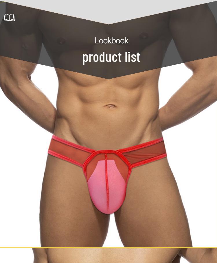 Men's Transparent Low-Rise Breathable Pouch Briefs for Sports Fitness