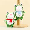 Soft Short Plush Frog Keychain With Red Scarf Pp Cotton Filling Cute Frog Ornament
