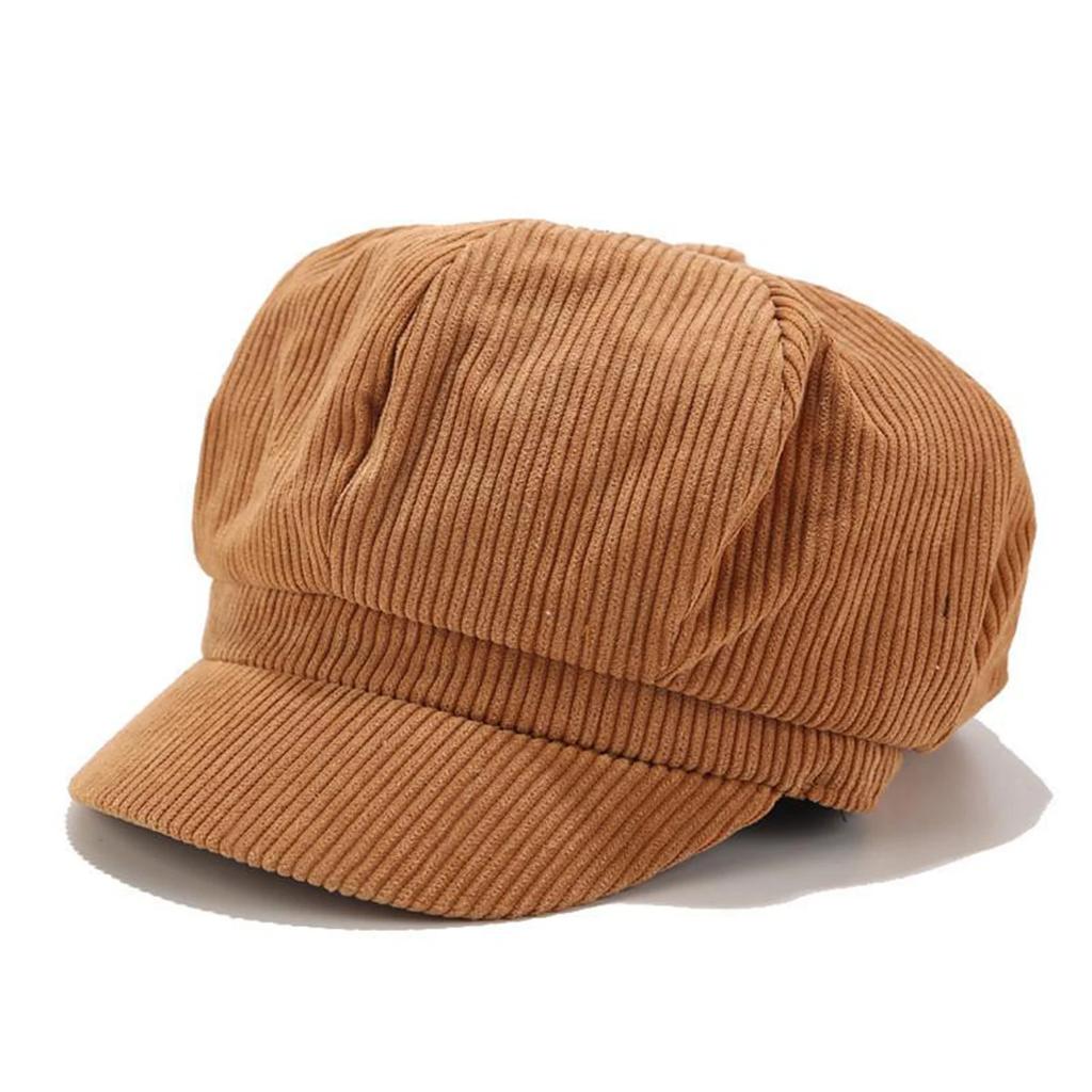 Unisex jednobarevná manšestrová osobnostní čepice Newsboy Jaro Podzim Retro baretové čepice Divoké ležérní čepice Unisex divoká osmihranná čepice