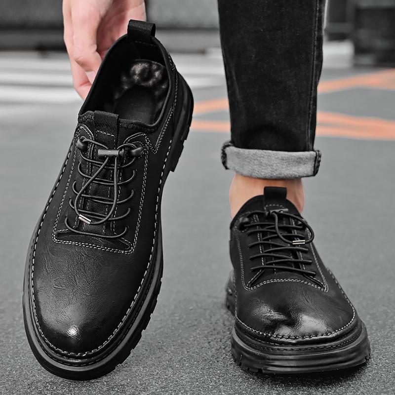 Men's Casual Leather Shoes Breathable Comfortable Men's Business Oxford Leather Flats Shoes Outdoor Fashion Men Flats