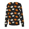 Women's Casual Long Sleeve Button Up Cardigan Halloween Print Lightweight Pullover Sweater for Caregivers and Everyday Wear