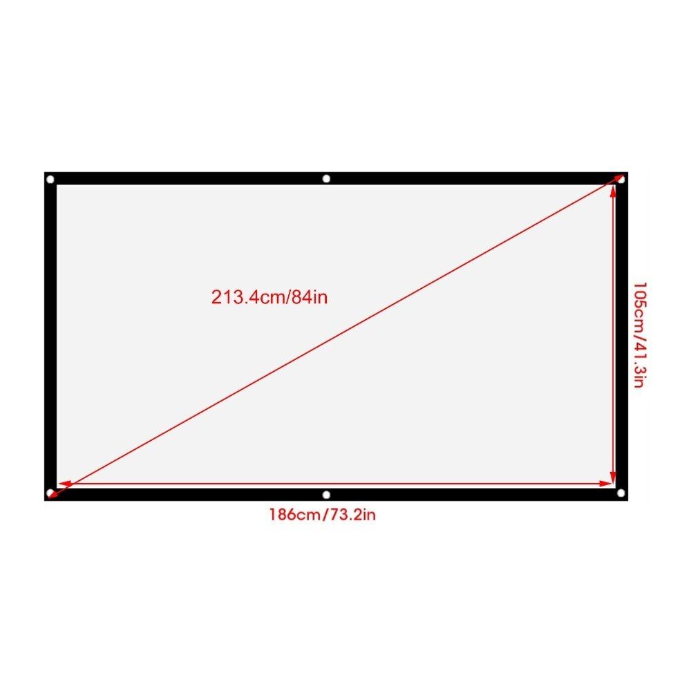 Soft 16:9 Thicken Projector Screen Polyester White Portable Projector Screen Foldable Non Crease Projection Screen