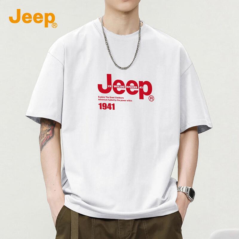 JEEP Men s Digital Print Pure Cotton Round Neck Short Sleeve T-Shirt 4XL
