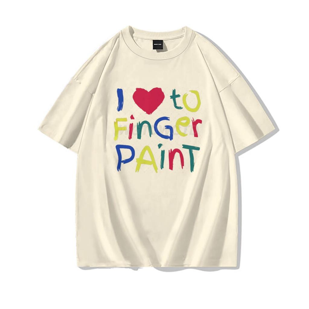 Valentinstag Partner Outfits Ich liebe es, mit den Fingern zu malen Ich bin Farbe T-Shirt Niedliches Herz Bunter Buchstaben Design Partner Shirt